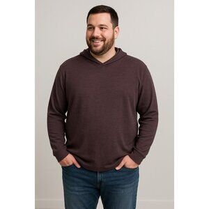 VINCE Mens Hoddie Size L/G  Burgundy Black Striped Long Sleeve Pullover Casual